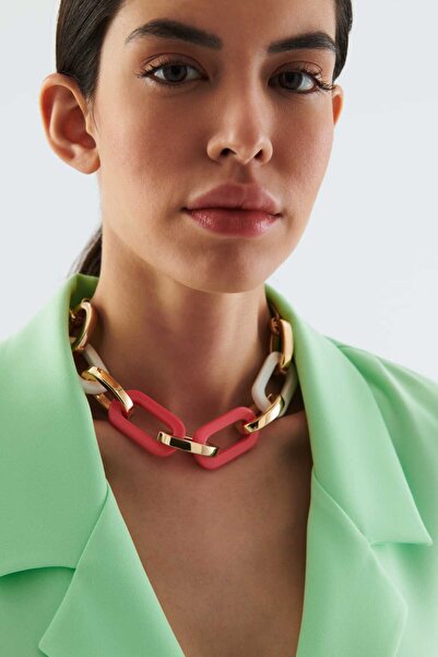 Roman Zincirli Renkli Kolye Standart Renk Y2289609_089