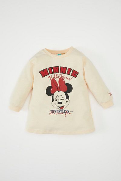 DeFacto Disney Mickey & Minnie Baby Girls Sweatshirt φόρεμα - Crew Neck, μακρυμάνικο, D2201a524au