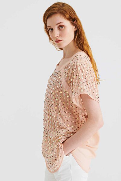 Roman Boyundan Bağlamalı Abiye Bluz Rose Y2269131_125