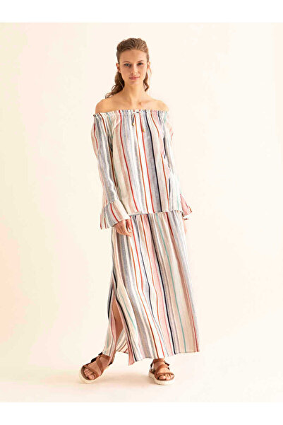Roman Çizgili Straplez Bluz Multi Y1866103_325