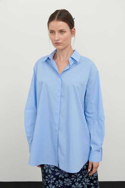 Roman Boyfriend Poplin Gömlek Mavi K2413540_036