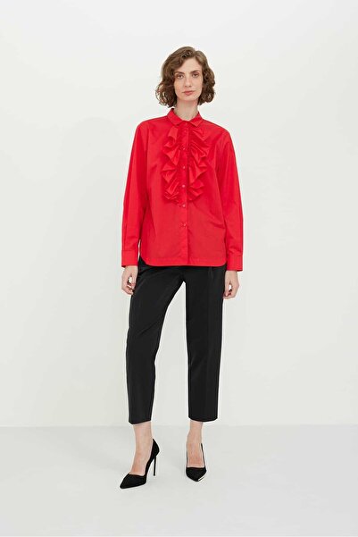 Roman Yakası Fiyonklu Kadın Gömlek Kırmızı K2313561_006
