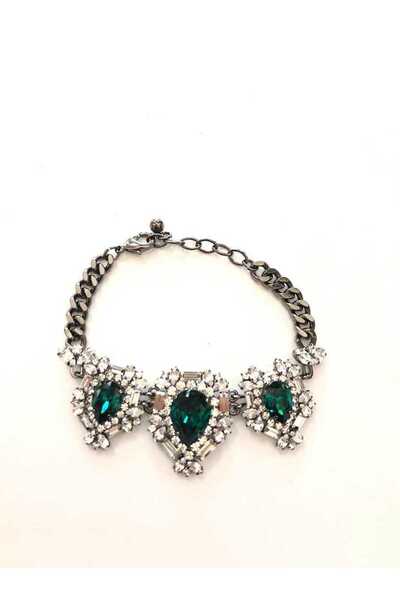 Roman Taş İşlemeli Zincirli Kadın Bileklik Standart Renk K1486209_089