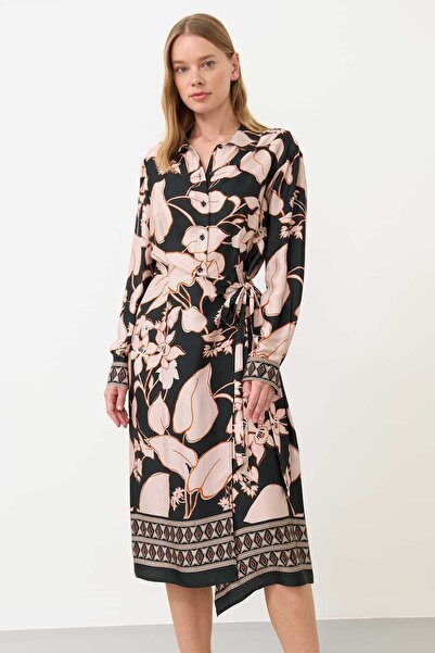 Roman Saten Empirme Midi Boy Elbise Standart Renk K2411035_089