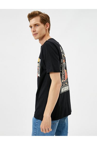 Koton Far East Printed T-Shirt Crew Neck Short Sleeve Cotton