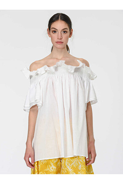 Roman Omuzları Açık Bluz Beyaz Y1966112_002