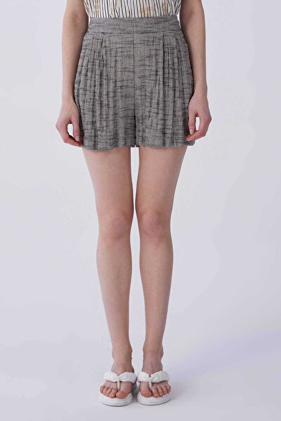 Roman Pileli Keten Kadın Şort Standart Renk Y2112637_089