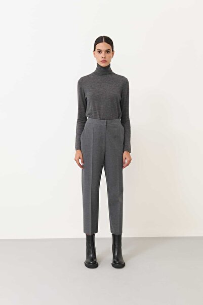 Roman Düz Paça Yün Pantolon Gri K2412023_004