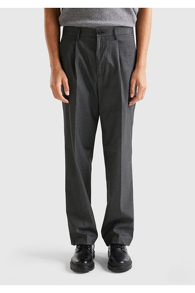 United Colors of Benetton Ανδρικό παντελόνι Anthracite Color Polyviscosic Wide Fit