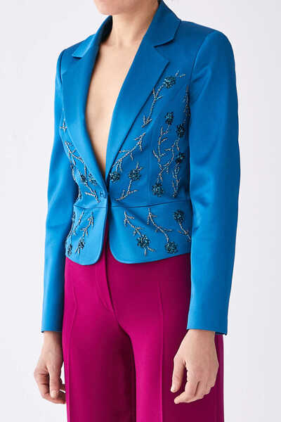 Roman Taş İşlemeli Kadın Ceket Petrol-Mavi K1816011_291