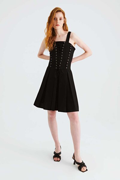 Roman Bağlamalı Askılı Abiye Elbise Siyah Y2211095_001