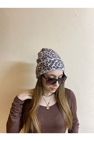 sema aksesuar Winter Leopard Print Beanie - Hat - Christmas New Year Christma...