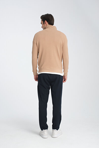 Frappoli Φούτερ Unisex Regular Fit Βαμβακερό κυψελωτό πλεκτό με μισό φερμουάρ με γιακά