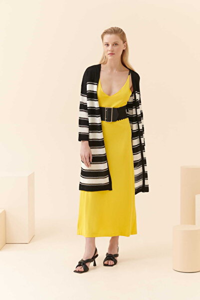 Roman Çizgili Uzun Triko Hırka Siyah-Beyaz Y2271020_210