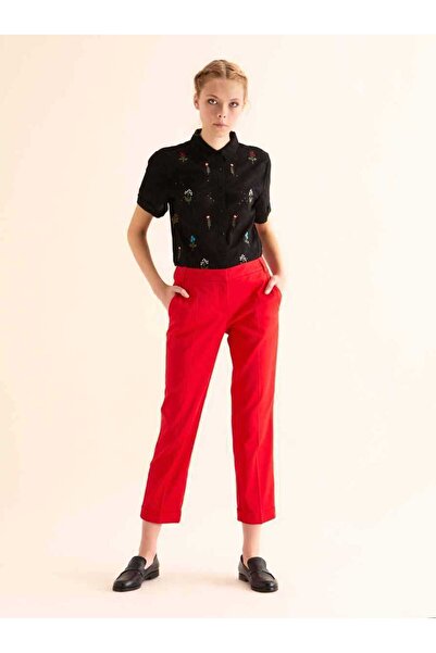 Roman Katlı Paça Kadın Pantolon Kırmızı Y9912041_006