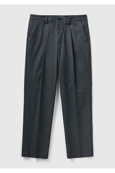 United Colors of Benetton Ανδρικό παντελόνι Anthracite Color Polyviscosic Wide Fit