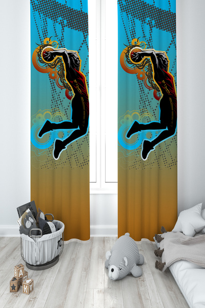 BAMBAŞKA MODA DEČJA I DEČJA SOBA Košarkaška lopta Sa deznom 2 krila Zavesa za...