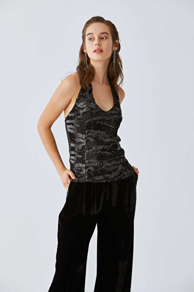 Roman Sequined Blouse Black K2013188_001