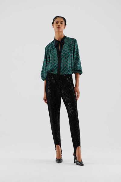 Roman Payetli Kadın Pantolon Siyah K2312056_001