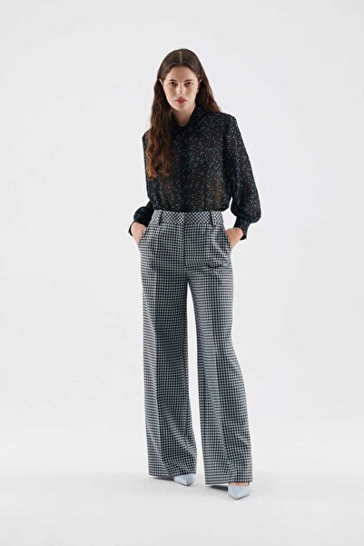 Roman Kareli Geniş Paçalı Pantolon Standart Renk K2312039_089