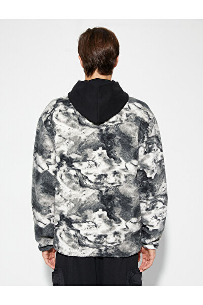 Koton Λούτρινο τζάκετ Tie-Dye Look με απαλή υφή με λεπτομέρεια τσέπης με φερμουάρ