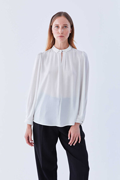 Roman Yaka Detaylı Bluz Kemik K2113043_019