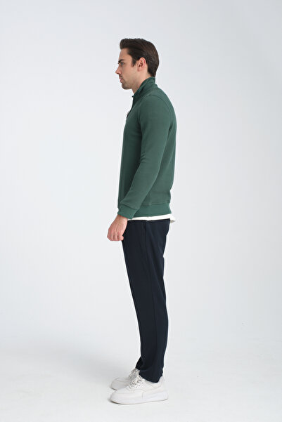 Frappoli Φούτερ Unisex Regular Fit Βαμβακερό κυψελωτό πλεκτό με μισό φερμουάρ με γιακά