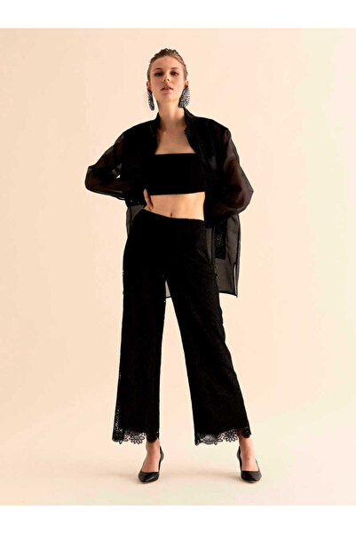 Roman Dantel Detaylı Kadın Pantolon Siyah K1912015_001