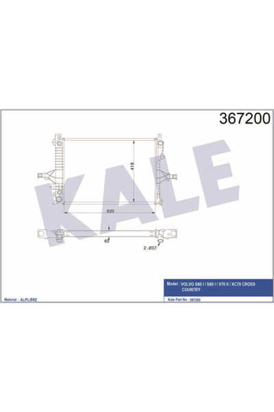 KALE 367200 Su Radyatörü S60 I 00- 2.0T 2.3T 2.4D 2.4I 2.5T At S70 00- At S80 I 98- At Xc70 00- At