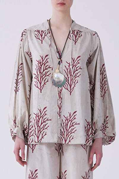 Roman Desenli Karpuz Kol Bluz Standart Renk Y2169169_089