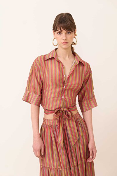 Roman Beli Bağlama Detaylı Gömlek Standart Renk Y2463113_089