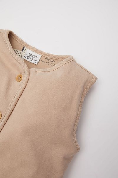 DeFacto 3-teiliges Set für Babys, bedrucktes Langarm-T-Shirt mit Rundhalsausschnitt und Knopfweste mit elastischem Bund