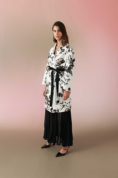 Roman Kuşaklı Keten Kap Standart Renk Y2416306_089