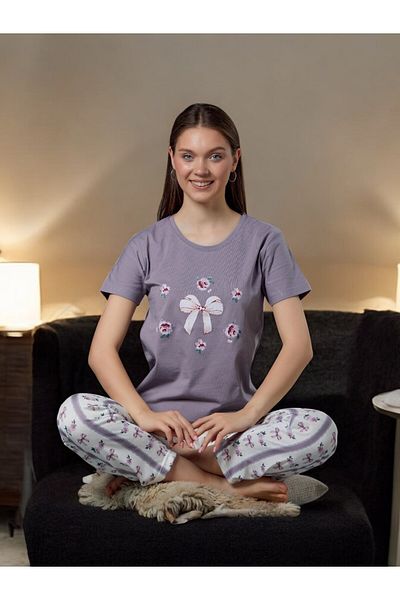 Sude Women'S, Short Sleeve, Cotton Pajama Set