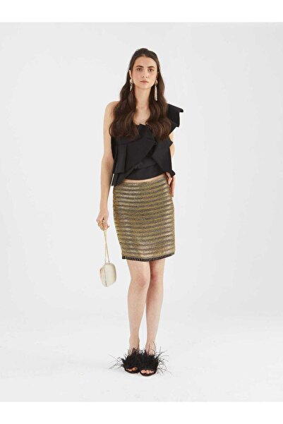 Roman İşlemeli Abiye Etek Gold Y9963102_076