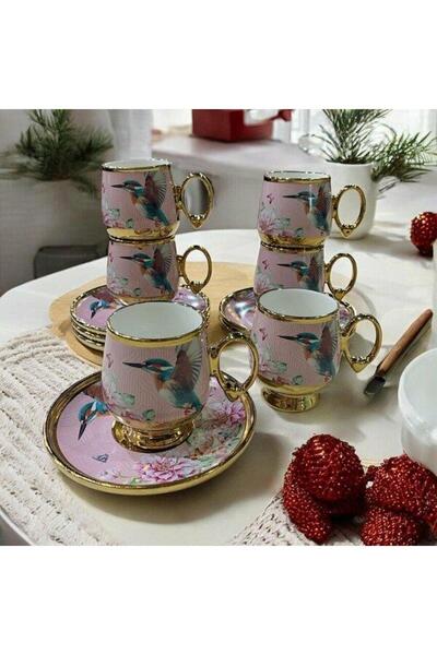 ROY KING Royking Qush 6 Lı Kahve Fincanı Takımı PEMBE BKY 006