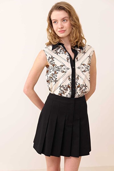 Roman Pileli Mini Etek Siyah Y2415040_001