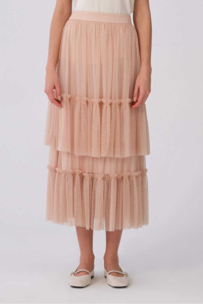 Roman Fırfırlı Tül Uzun Etek Pembe Y2115057_038