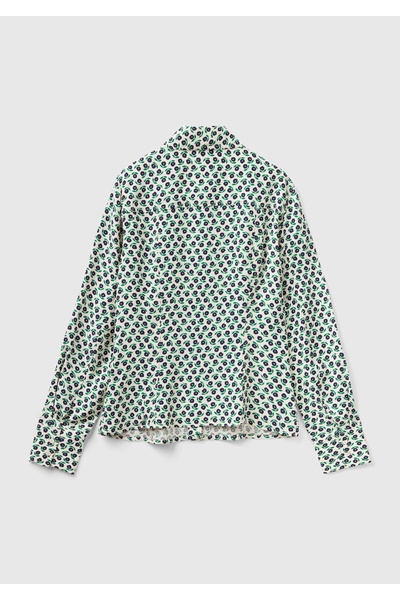 United Colors of Benetton Γυναικείο παχύρρευστο πουκάμισο Green Mix με λουλουδάτο σχέδιο