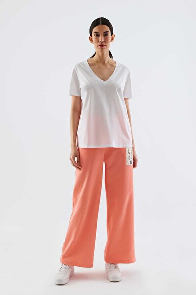 Roman V Yakalı Kadın Tişört Beyaz Y2254201_002