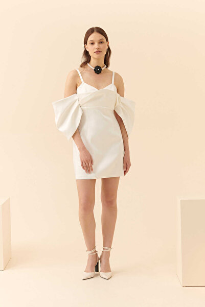 Roman Askılı Mini Boy Davet Elbisesi Beyaz Y2311501_002