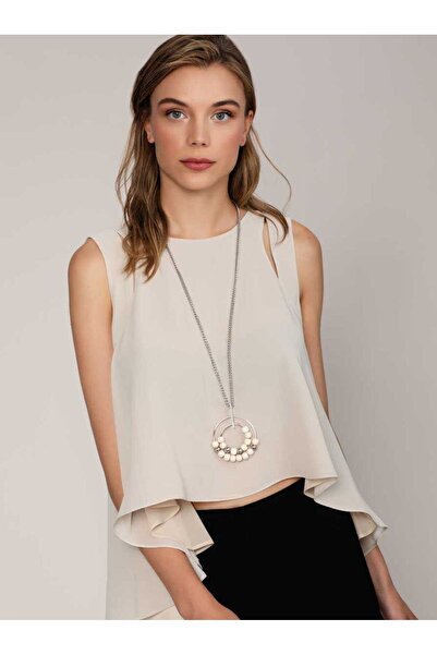 Roman Kalın Zincirli Boncuk Detaylı Kadın Kolye Standart Renk K2289687_089