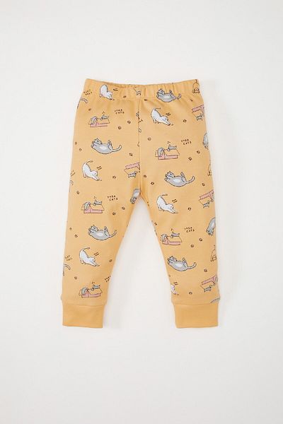 DeFacto Patterned Baby Girl Pajama Set - Long Sleeve, Elastic Waist, Long Bottom D5367A524Wn