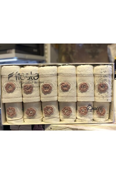 Fiesta Duygu 6-комплектний набір рушників з вишивкою 3D «Мама і донька» з бамбуку, кремовий