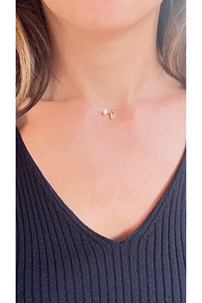 jewine studio Gerçek İnci ve Zirkon Harfli Hayalet İp Kolye - Kişiye Özel Tasarım