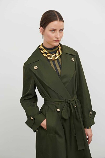 Roman Kruvaze Gold Düğmeli Trençkot Haki K2418302_023