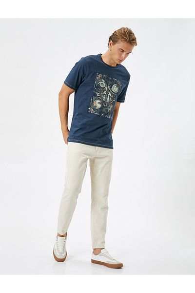 Koton Tricou imprimat cu craniu, cu mânecă scurtă, cu cusături