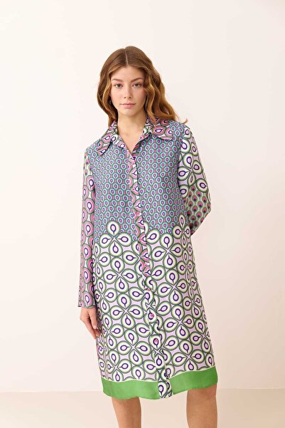 Roman Saten Gömlek Elbise Standart Renk Y2431001_089