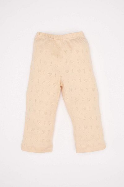 DeFacto Baby-Mädchen-Pyjama-Set, geripptes, herzbedrucktes, langärmliges Oberteil, lange Unterseite 3150680