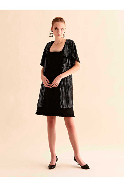 Roman Kısa Kollu Jakarlı Abiye Kadın Ceket Siyah K1916042_001